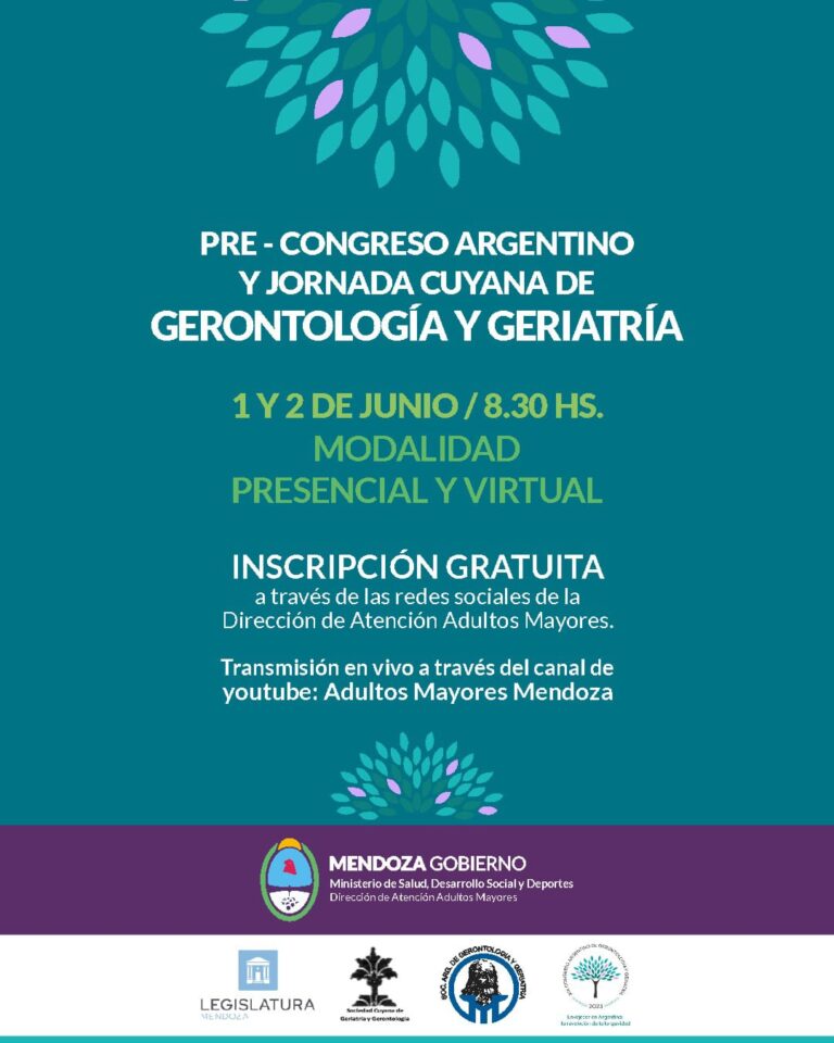 Mendoza será sede del Precongreso Argentino y de las Jornadas Cuyanas de Gerontología y Geriatría