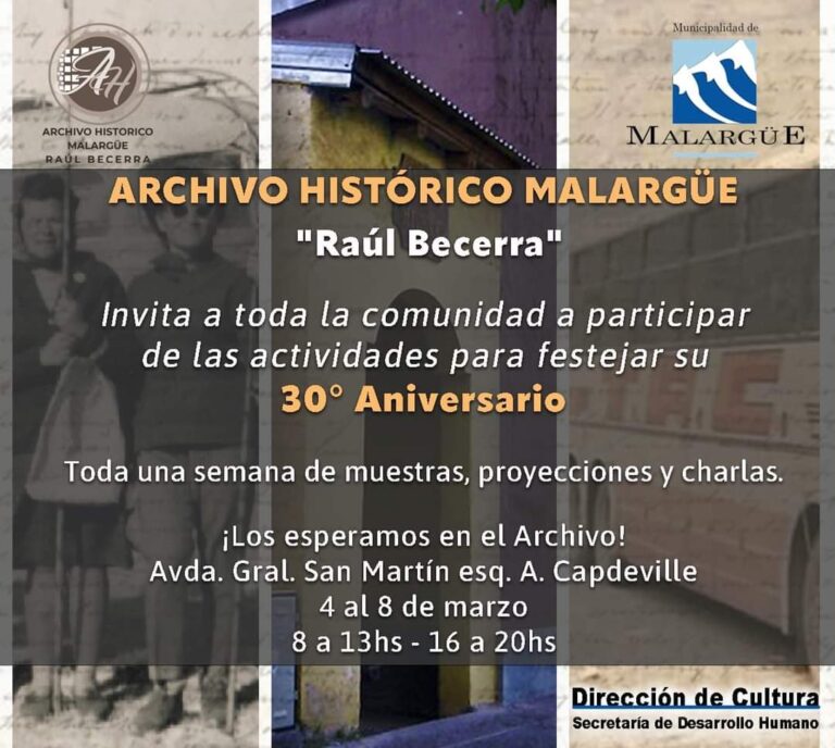 El Archivo Histórico celebra 30 años preservando la historia local de Malargüe.