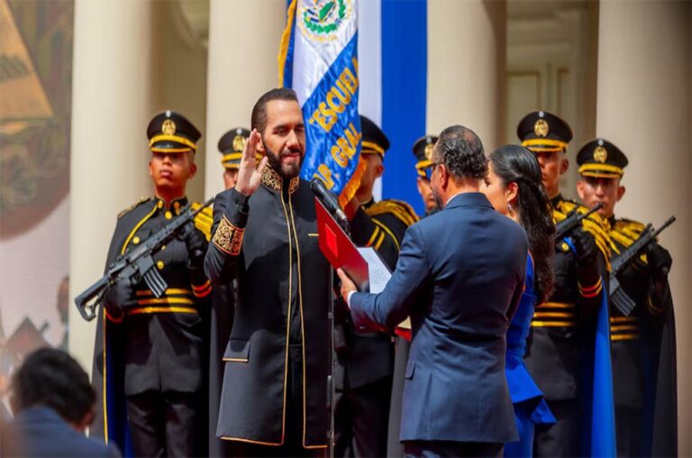 Con Milei como invitado y con el desafío de impulsar la economía, Bukele asumió un nuevo período de gobierno