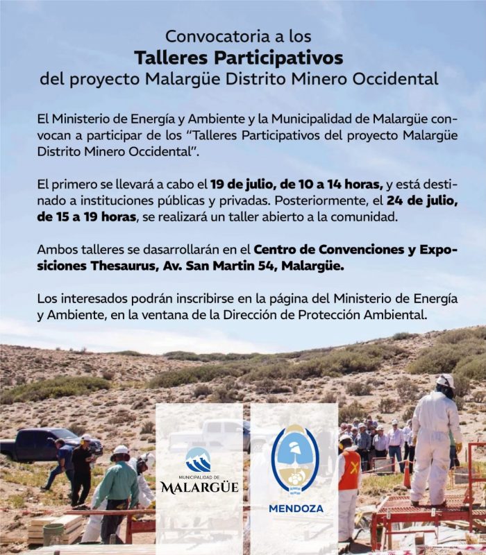 Talleres participativos sobre Malargüe Distrito Minero Occidental para todos los mendocinos