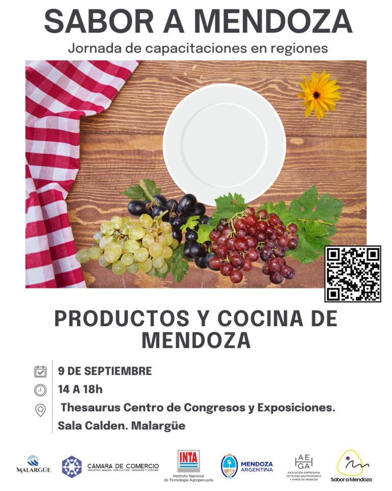 Sabor a Mendoza, jornada de capacitación gastronómica, llega a Malargüe