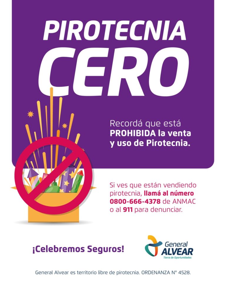 La Municipalidad de General Alvear mantiene campañas, controles e inspecciones contra el uso de pirotecnia